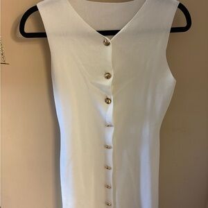 SHEIN White Maxi Dress with Gold Buttons